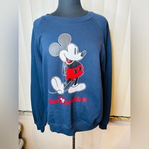 Disney Adult Sweatshirt - Walt Disney World Classic Mickey Navy Pullover Medium